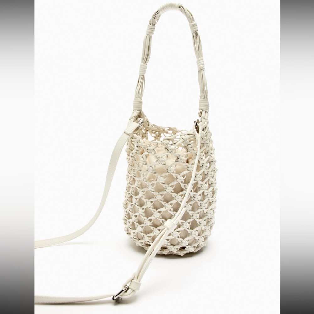 Zara woven handcrafted braided bucket bag shoulder & crossbody